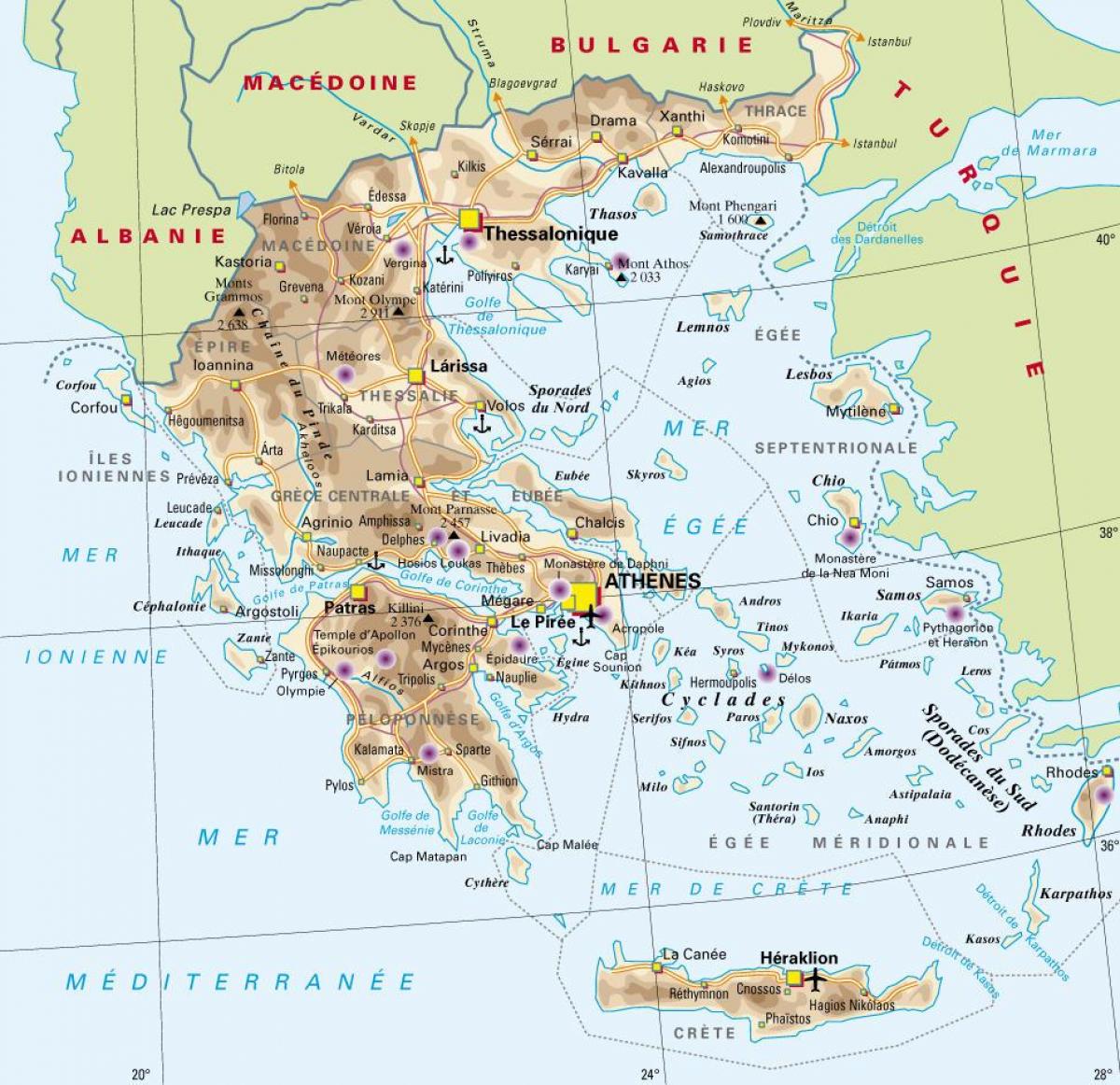 Montagne in Grecia mappa