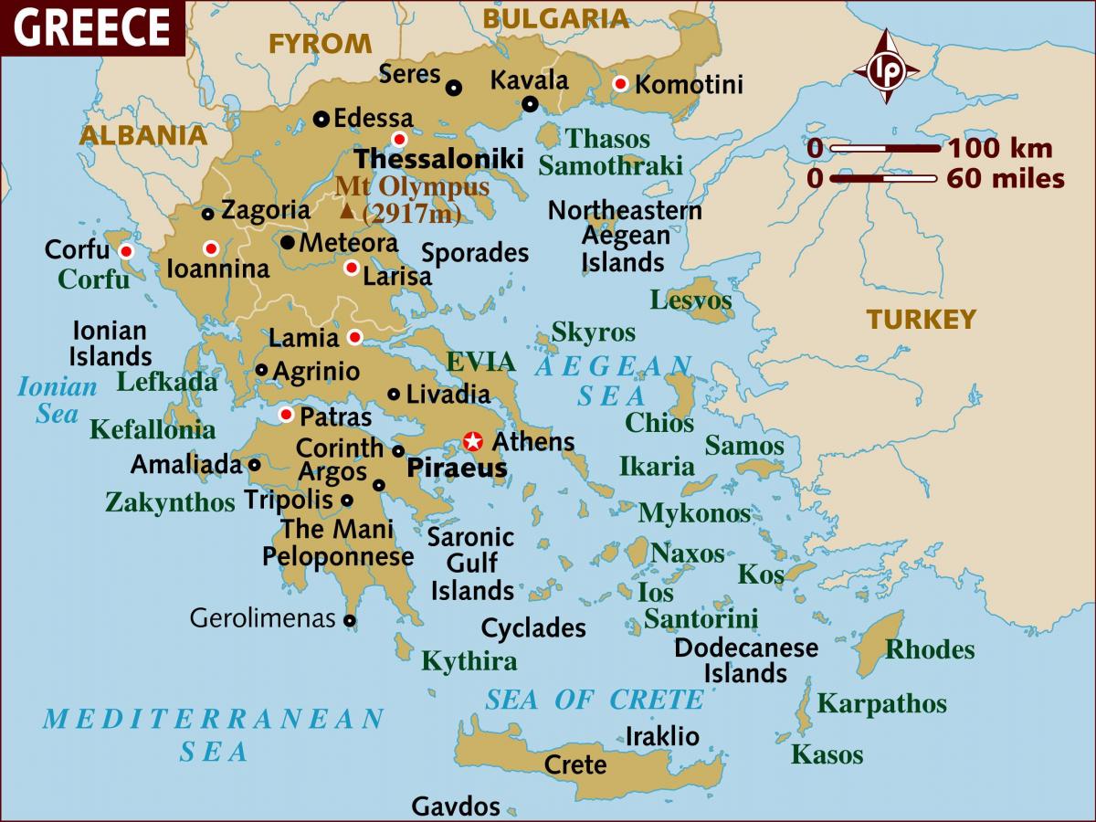 Grecia su una mappa