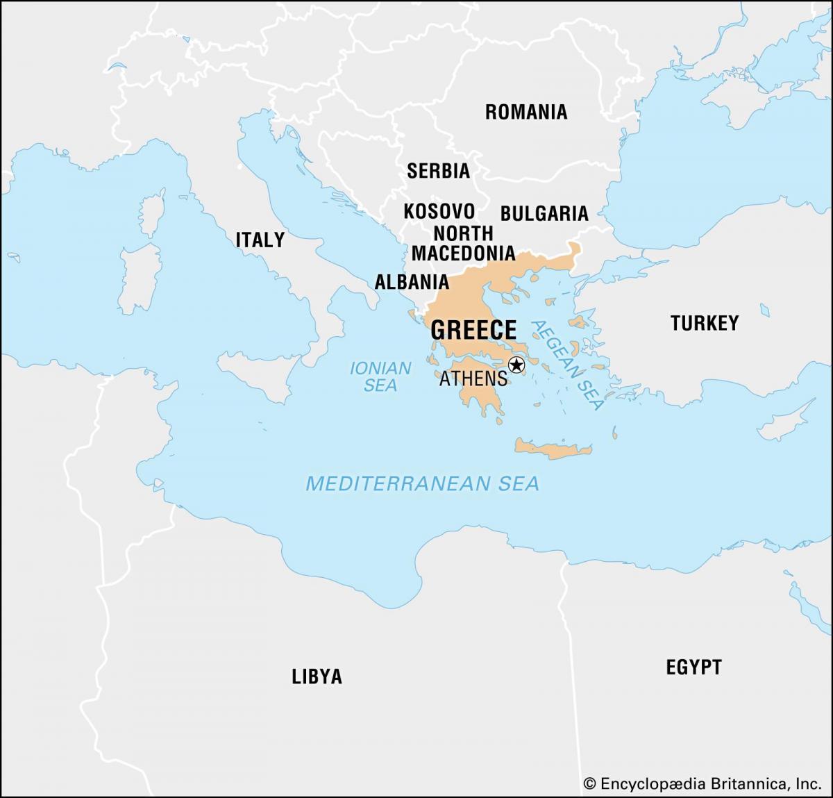 Mappa della Grecia e dei paesi confinanti
